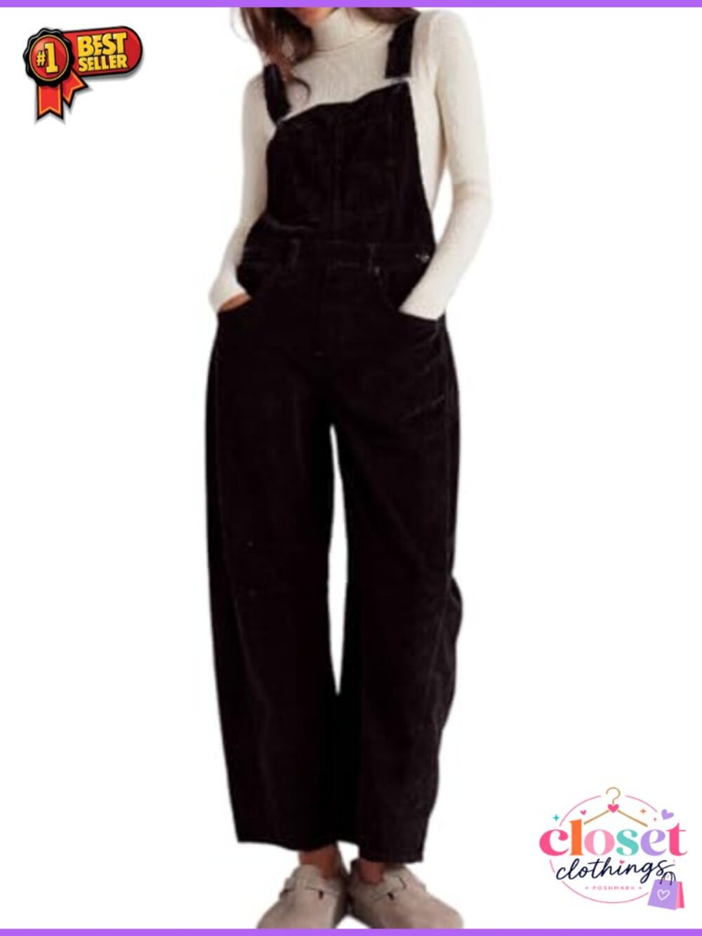 Corduroy Overalls Boyfriend Adjustable Strap Bib Jumpsuit